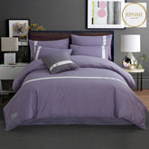 Horizontal Stripe Duvet Set - Light Purple